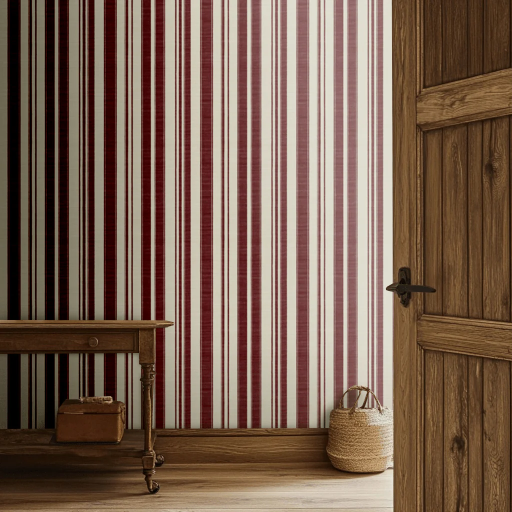Beauregard Abstract Red Stripes Wallpaper - Image 3