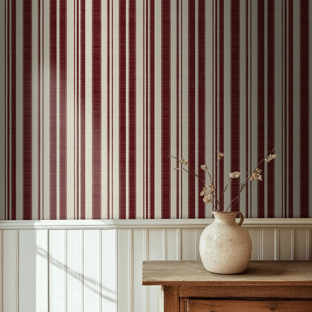 Beauregard Abstract Red Stripes Wallpaper - Image 4