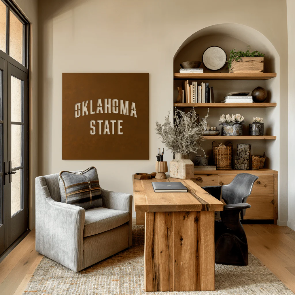 The Oklahoma State- Metal Wall Art- Square Umber - Image 3